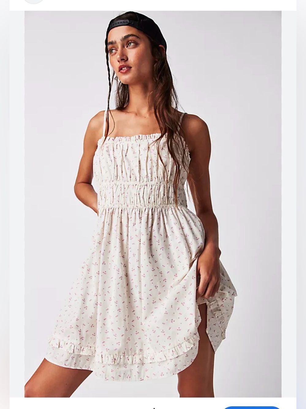 NWT Free People Smocked Floral Tiered Mini Dress M